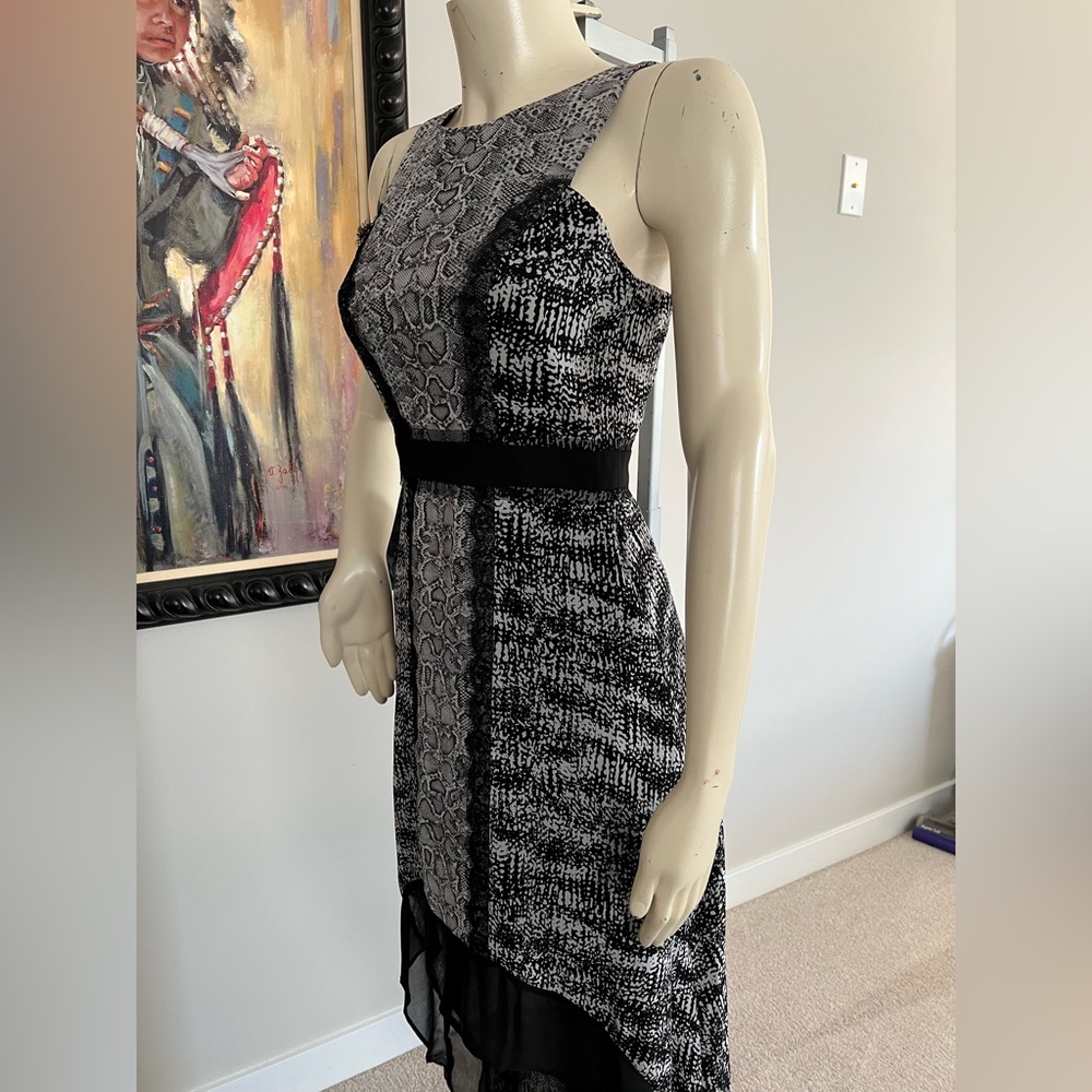 NEW BCBGMaxAzria “Sienna” Black & Gray High-Low Dress – Size 0 - Picture 7 of 16